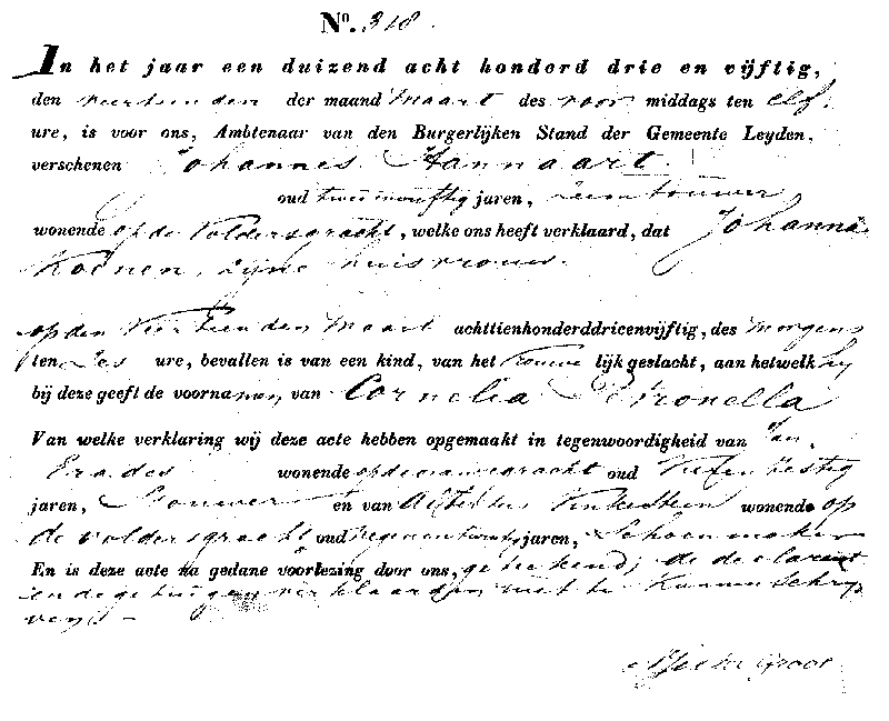 18530314 geb akte 318 Cornelia P dv J Hannaart - J Koene